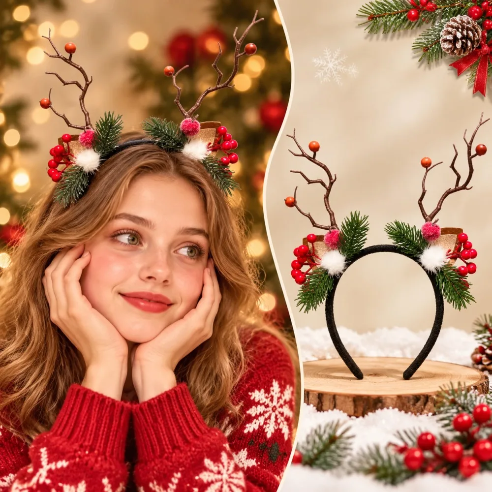 Reindeer Antlers Headband - Świąteczna opaska do włosów z rogami