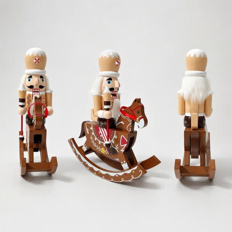 Nutcracker Figurine - Dekoracja w kształcie konika-bałwanika, w ciepłych