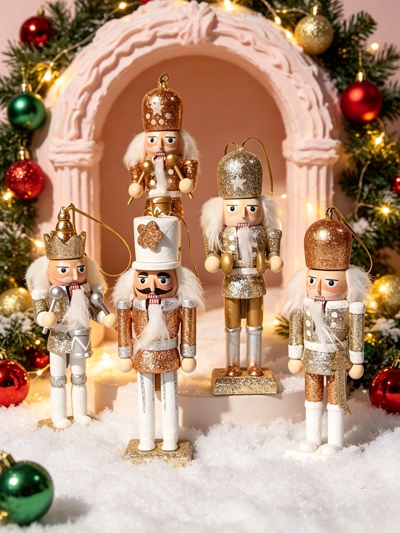 Zestaw 5 drewnianych ozdób w k – Nutcracker Figurine recenzja i cena